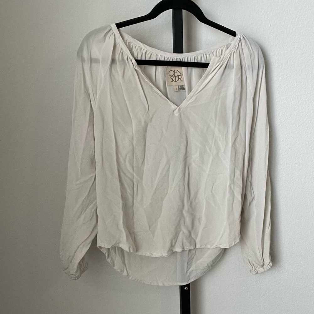 Chasor Cream 100% Crepe De Chine Silk Blouse Size Small